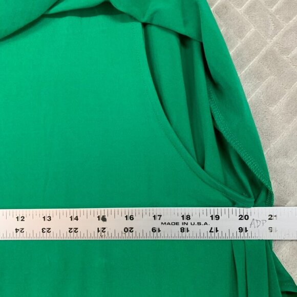 Eloquii Womans 18 Dress Kelly Green Long Maxi Short Sleeve Ruched Round Neck - Picture 6 of 13